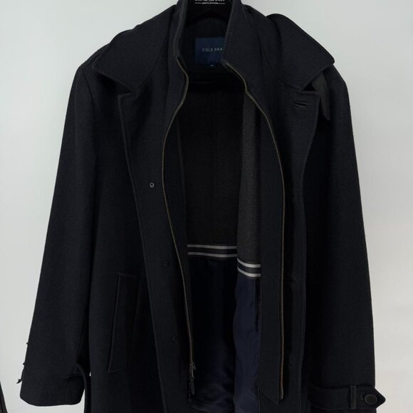 Cole Haan Men's Size XXL Classic Collared Wool-Blend Car Coat Navy - Picture 7 of 8